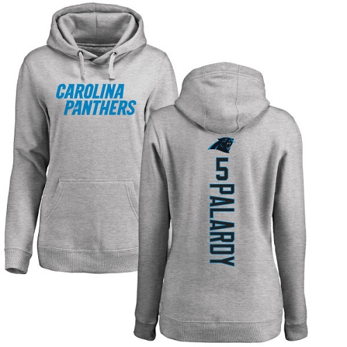 Carolina Panthers Ash Women Michael Palardy Backer NFL Football #5 Pullover Hoodie Sweatshirts->nfl t-shirts->Sports Accessory